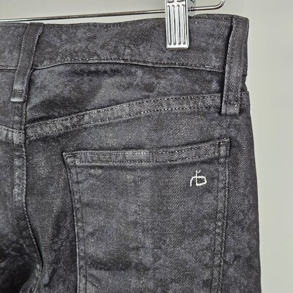 Rag and Bone Women's Black Mid-Rise Snake Print Wax Denim Jeans | 23 - Picture 15 of 16